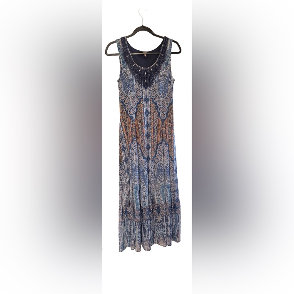 Reba Paisley Maxi Dress- Blue and Orange